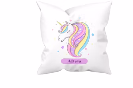 Personligt kuddfodral för barn med enhörningsmotiv