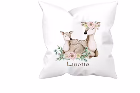 Personligt kuddfodral för barn med söta rådjursmotiv