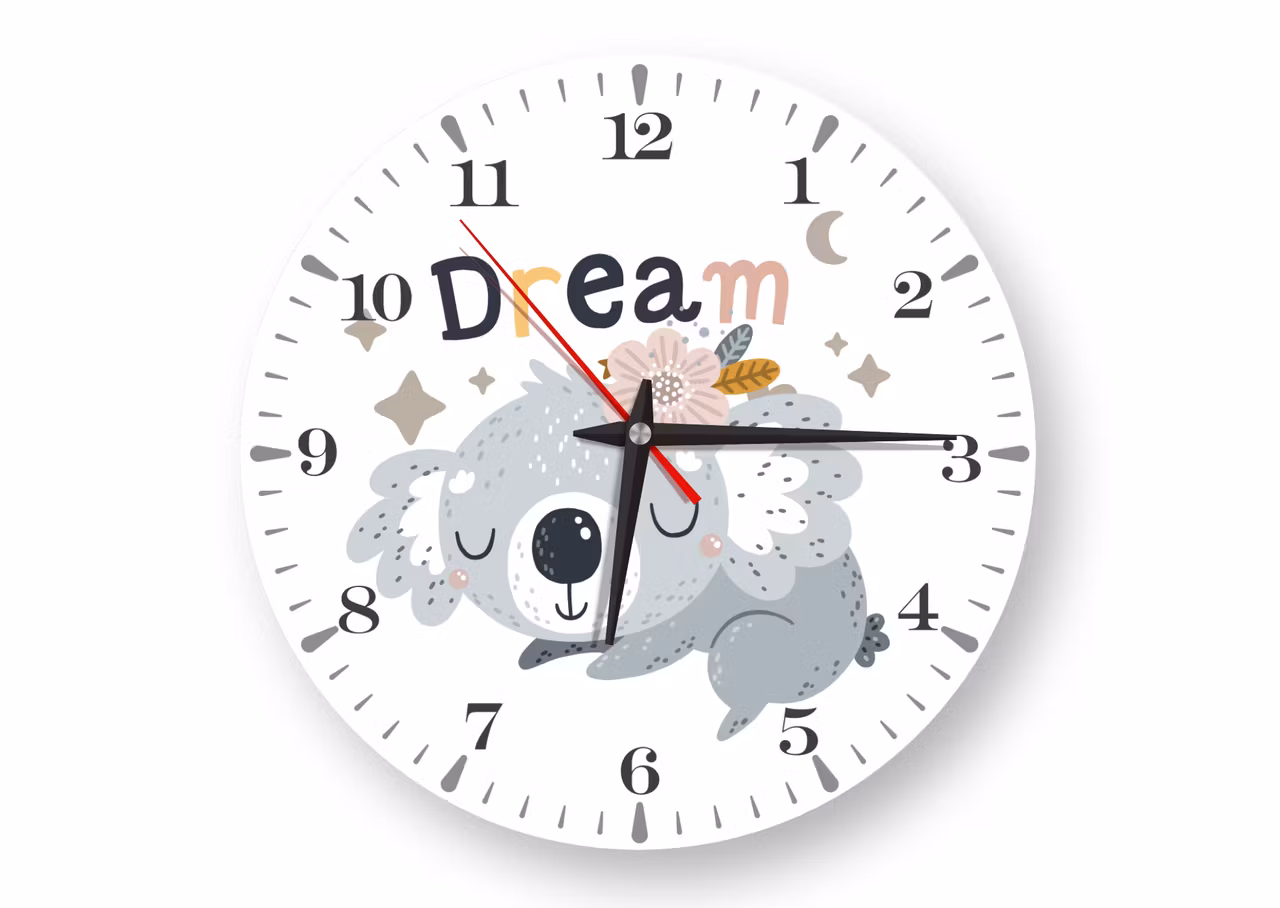 koala-mönstrad-väggklocka-barn