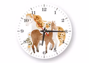 Väggklocka till barnrum - Hästar