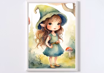 Personliga barntavlor - Posters till barnrummet- Skogsälva Set om 3