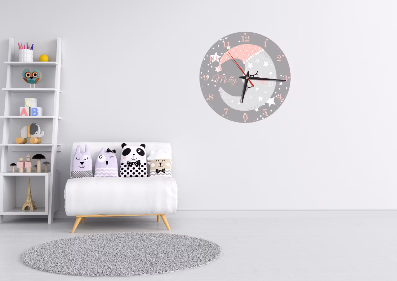 Väggklocka för barn - Magisk måne