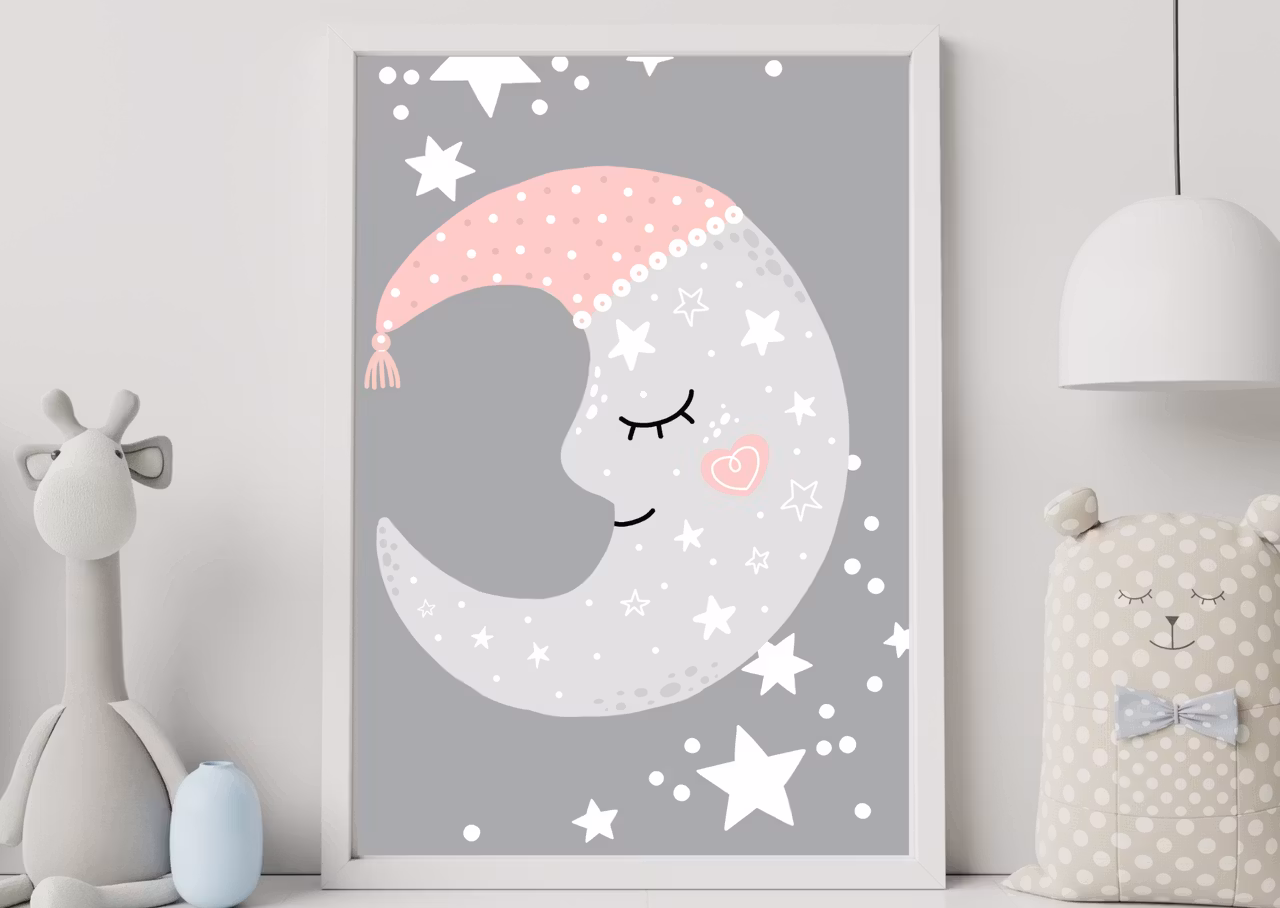 Väggklocka för barn - Magisk måne
