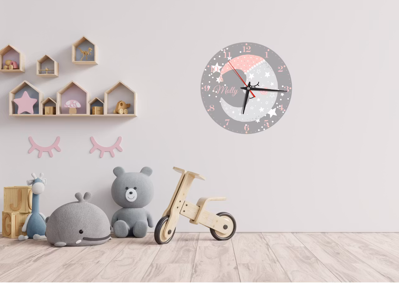 Väggklocka för barn - Magisk måne