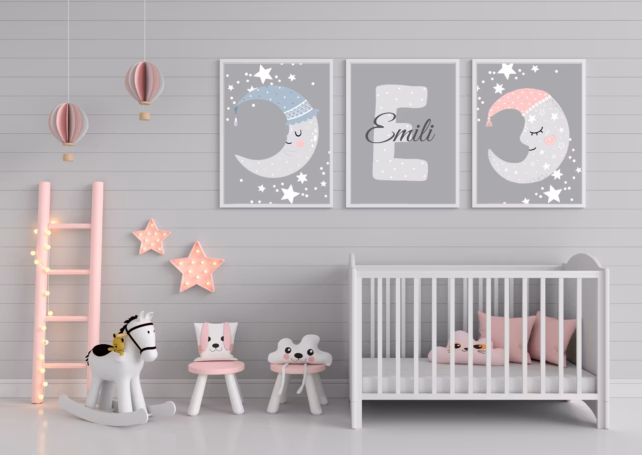 Väggklocka för barn - Magisk måne