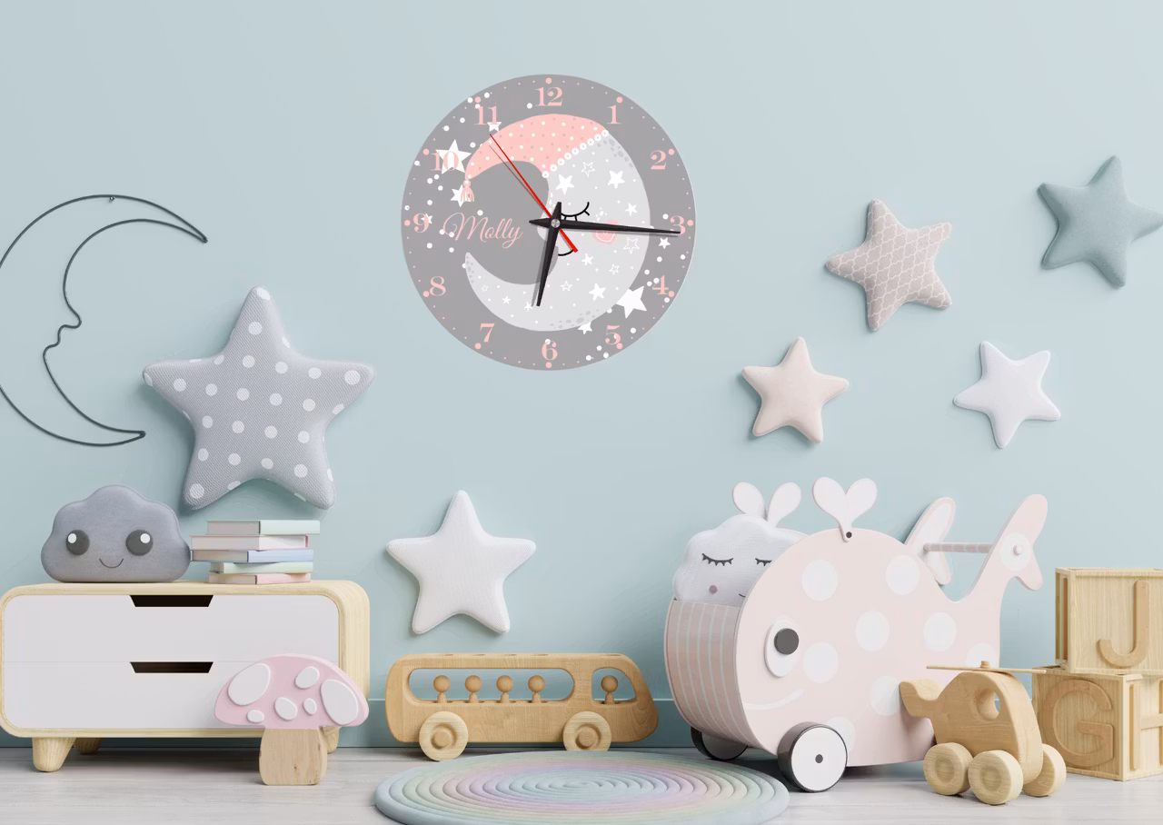 Väggklocka för barn - Magisk måne