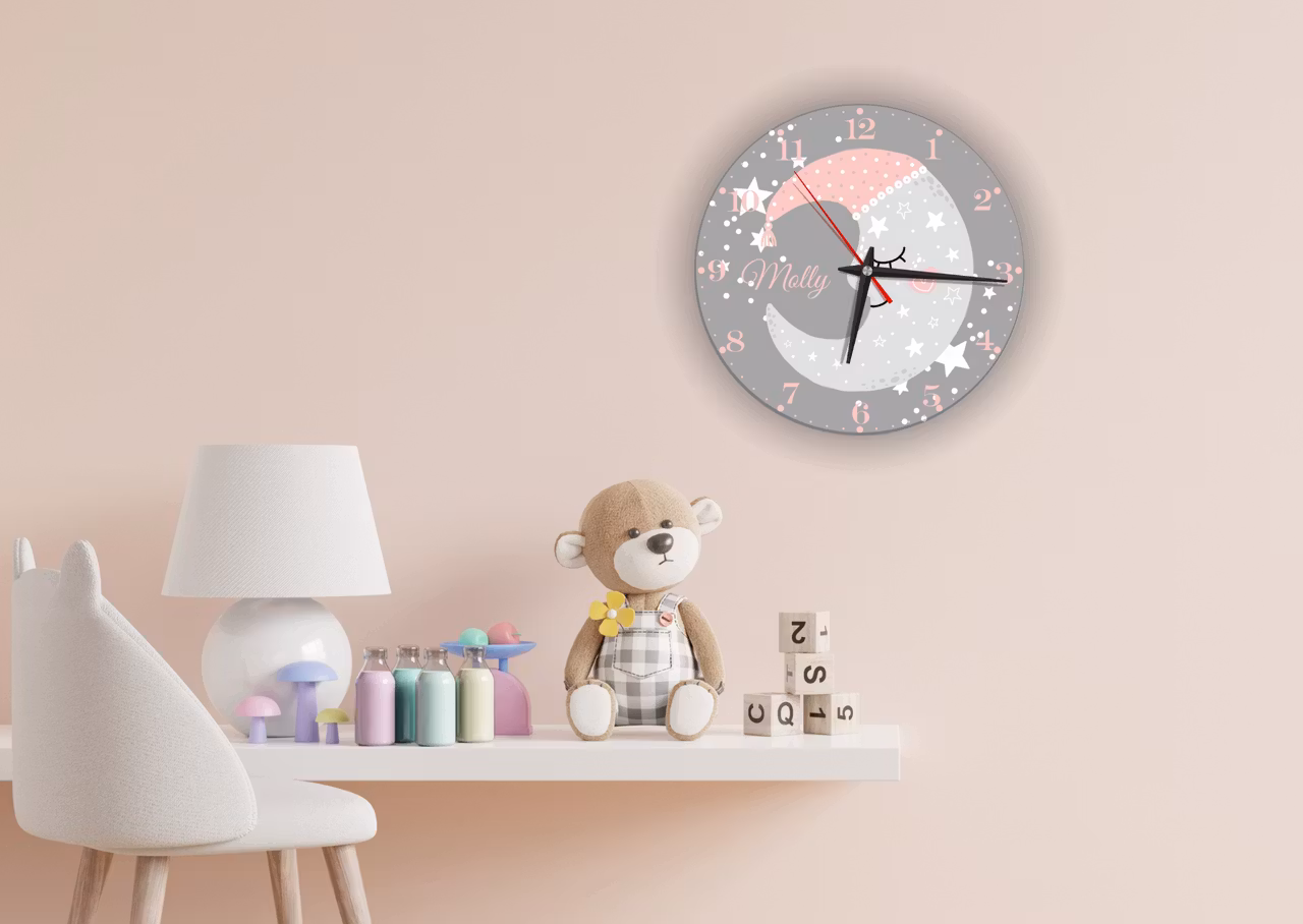 Väggklocka för barn - Magisk måne