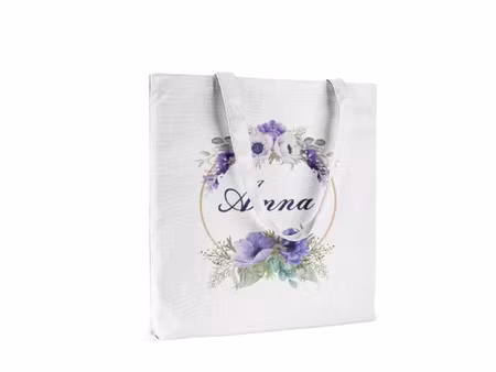 Personlig Tygkasse - Tygpåse med namn -Lila blommor