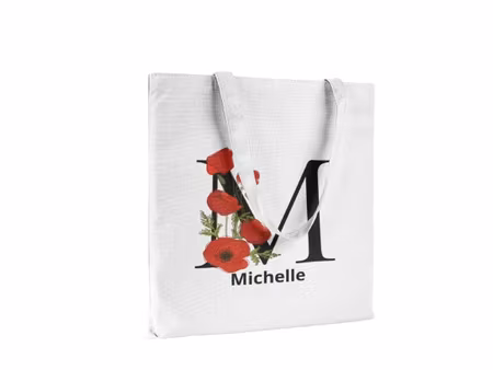 Personlig Tygkasse - Tygpåse med namn -Vallmoblomma