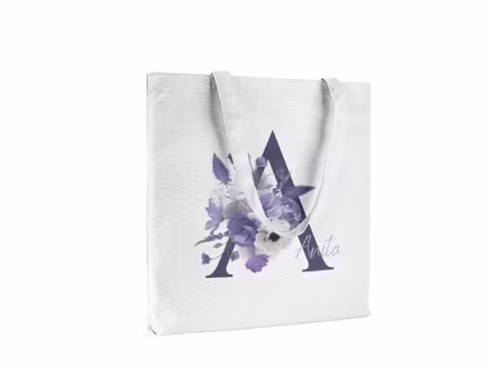 Personlig Tygkasse - Tygpåse med namn -Lila blommor