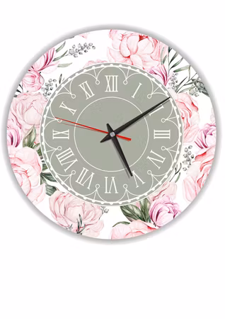 Tystgående  stor väggklocka för hemmet - Rosor