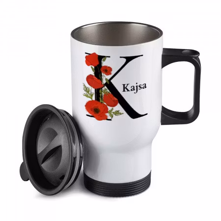 Vallmo -Resemugg med namn- Termos med namn