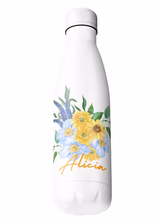 Sommarblommor - Resemugg med namn- Termos med namn