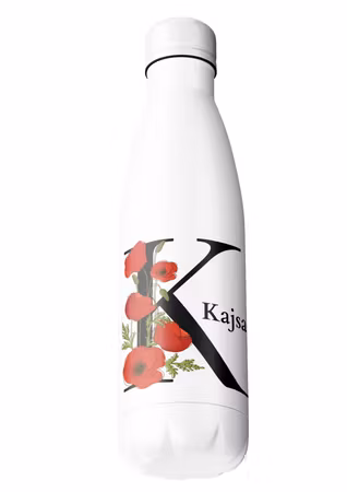 Vallmo blomma - Resemugg med namn- Termos med namn