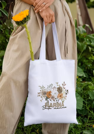 Personlig Tygkasse - Tygpåse med namn -Höstblommor