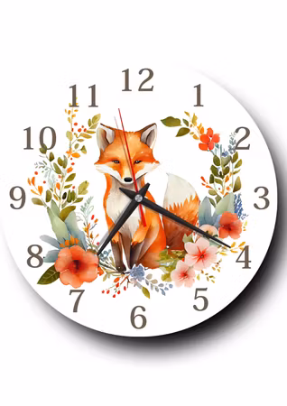 Tystgående stor väggklocka för hemmet - Räv