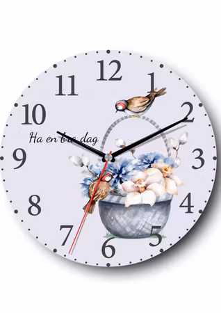 Tystgående stor väggklocka för hemmet - Fåglar