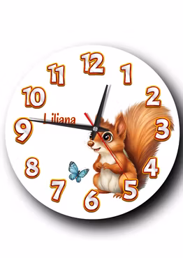 Väggklocka - barn -Gulligt Ekorre