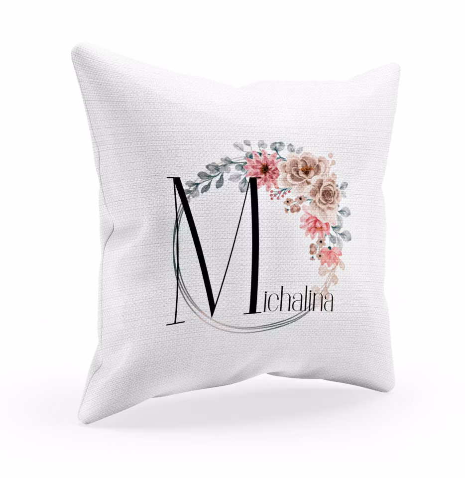 Blomma | Initial -Personlig kuddfodral | Örngott
