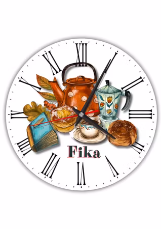Tystgående  stor väggklocka för hemmet  -Fika