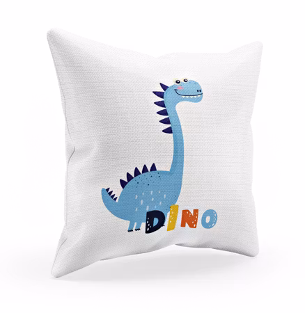 Personligt kuddfodral för barn med dinosaurie motiv