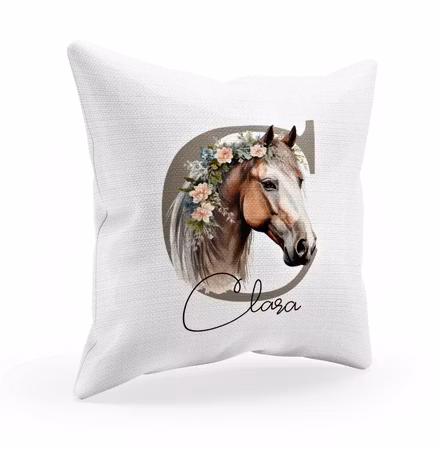 Personligt kuddfodral för barn med hästmotiv