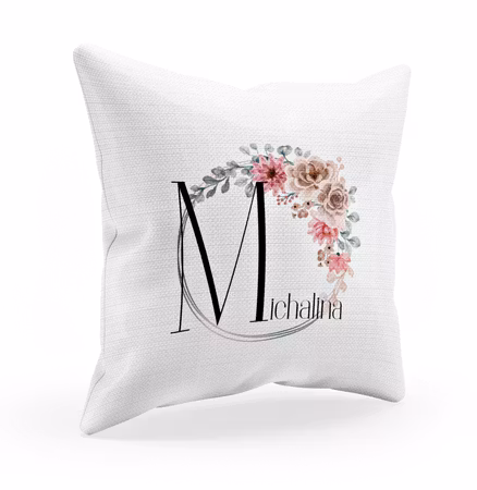 Personligt kuddfodral för barn med blommotiv