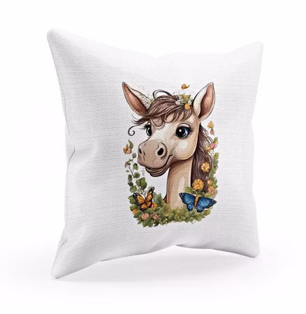 Personligt kuddfodral för barn med hästmotiv