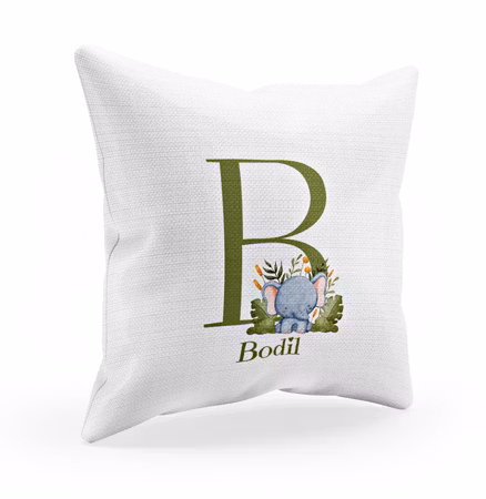 Personligt kuddfodral för barn med gulligt elefantmotiv