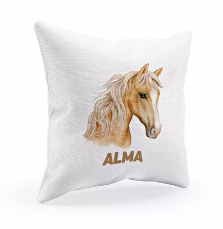 Personligt kuddfodral för barn med hästmotiv