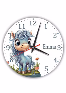 Väggklocka för barn-Gullig häst