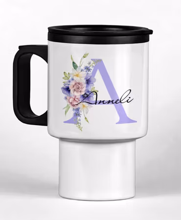 Personlig termosmugg - Lila blommor