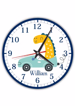 Tyst väggklocka för barn med dinosaurie – Personlig barnklocka för barnrum