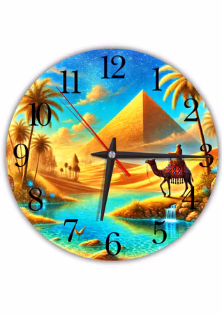Väggklocka med egyptiskt motiv – Tyst och dekorativ