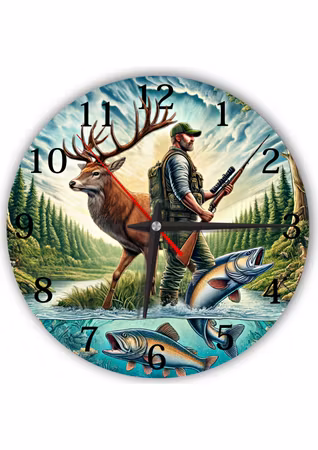 Tyst och Stor Väggklocka för Jaktälskare -Jakt Väggklocka - Presentidé för Naturälskare