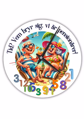 Tyst och stor väggklocka med rolig pensionärsdesign – Perfekt gåva för pensionering