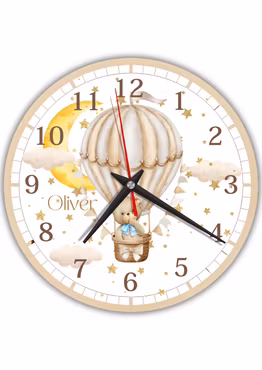 Tyst väggklocka för barn med gullig nalle