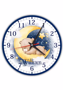 Tyst Väggklocka för Barnrum – Magisk Design med Sovande Nalle