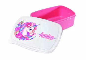 Personlig lunchlåda för barn -matlåda- lunchbox- Pink Enhörning