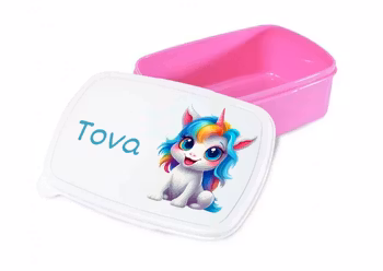 Personlig lunchlåda för barn -matlåda- lunchbox- Söt Enhörning