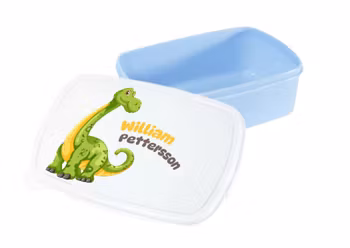Personlig matlåda- lunchlåda för barn – Grön dinosaurie med namn