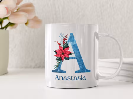 Personlig vintermugg med namn och julstjärna – perfekt julklapp i keramik