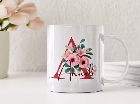 Personlig blommig mugg - Rosa blommor