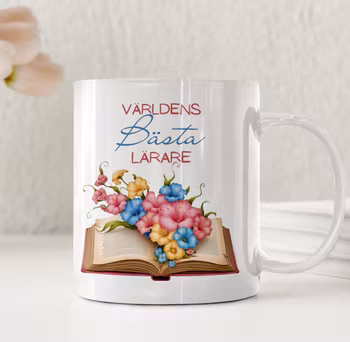 Världens bästa lärare mugg – Personlig present med blommor