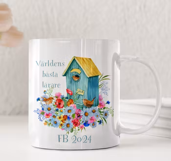 Personlig mugg – Världens bästa lärare med fågelmotiv