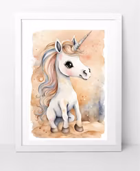 Personliga enhörningstavlor för barn – set i beige toner