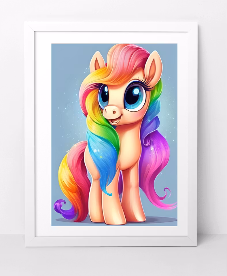 Färgglad enhörningsaffisch med tredelat namn, anpassningsbar