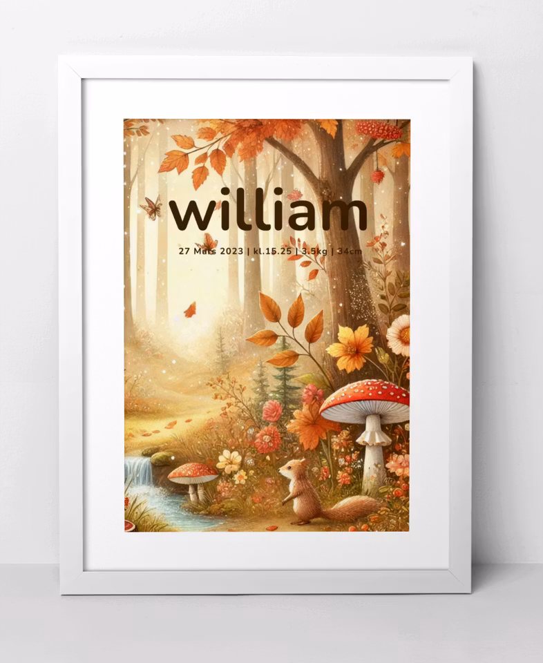 Personlig födelsetavla -Namntavla -Årstider-Höst