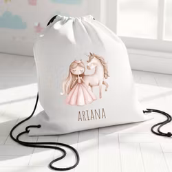 Gympapåse med Enhörning och Namn - Personlig Gymnastikpåse för Barn