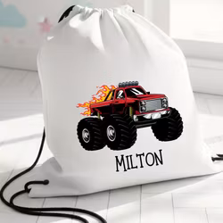 Gympapåse med Monster Truck tryck - Personlig Gymnastikpåse för Barn